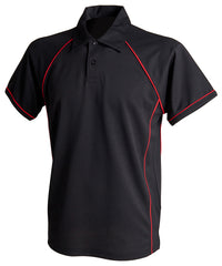 Finden & Hales Piped Performance Polo - Black/Red†