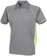 Finden & Hales Piped Performance Polo - Gunmetal Grey/Lime