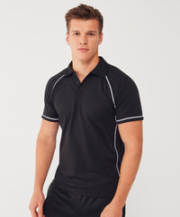 Finden & Hales Piped Performance Polo - Black/Amber/White