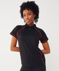 Finden & Hales Women's Piped Performance Polo - Black/Black