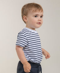 Larkwood Short Sleeve Striped T-shirt - White/Oxford Navy