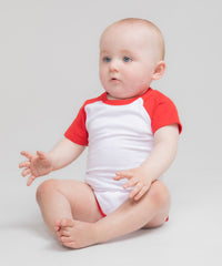 Larkwood Essential Short-sleeved Baseball Bodysuit - White/Heather Grey