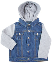 Larkwood Denim Jacket with Fleece Hood and Sleeves - Blue