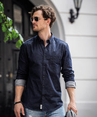 Nimbus Torrance Slim Fit – Raw and Stylish Denim Shirt - Indigo Blue