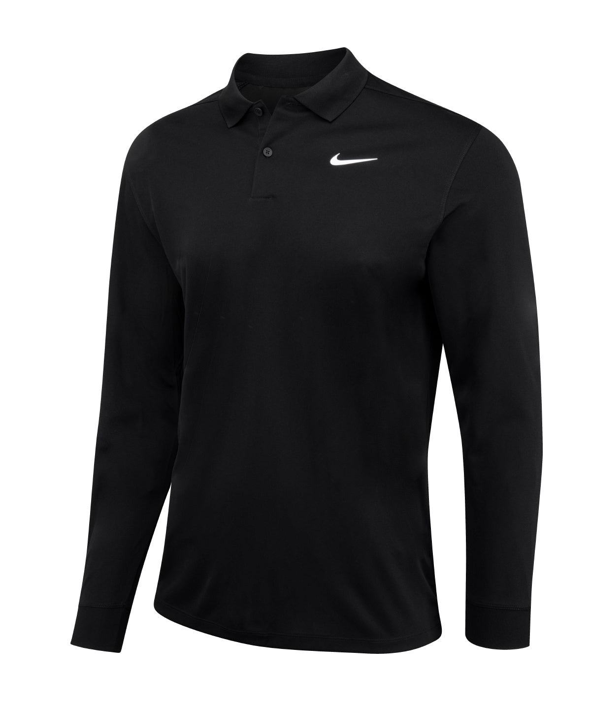 Nike Dri-FIT Victory Solid Long Sleeve Polo - Black/White