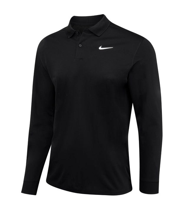 Nike Dri-FIT Victory Solid Long Sleeve Polo - Black/White
