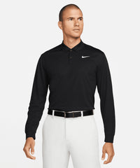 Nike Dri-FIT Victory Solid Long Sleeve Polo - Black/White