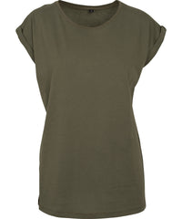 Newmorningstudios Women’s Regular Extended Shoulder Tee - Olive