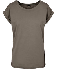 Newmorningstudios Women’s Regular Extended Shoulder Tee - Pale Olive
