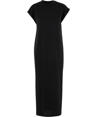 Newmorningstudios Women’s Long Extended Shoulder Dress - Black