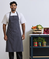Premier Striped Bib Apron - Black/Grey