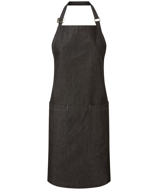 Premier Cotton Denim Bib Apron, Organic and Fairtrade Certified - Black Denim