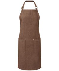 Premier Cotton Denim Bib Apron, Organic and Fairtrade Certified - Brown Denim