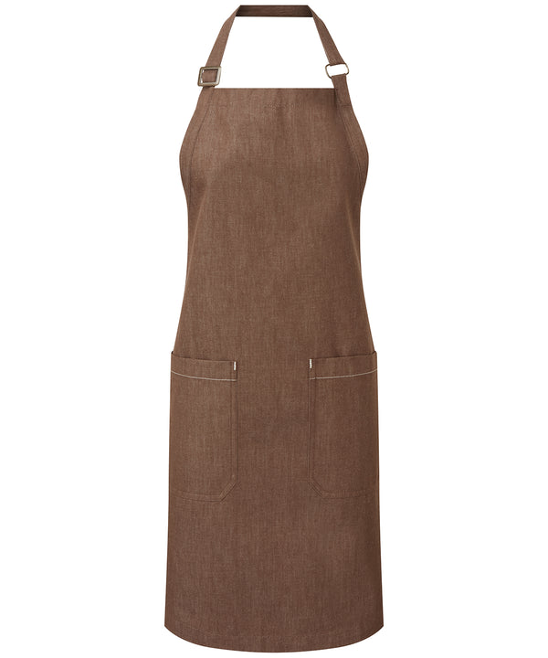 Premier Cotton Denim Bib Apron, Organic and Fairtrade Certified - Brown Denim