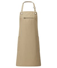 Premier ‘Barley’ Contrast Stitch Bib Apron - Khaki/Brown