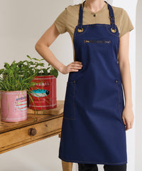 Premier ‘Barley’ Contrast Stitch Bib Apron - Black/Charcoal