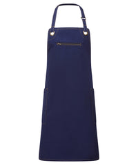Premier ‘Barley’ Contrast Stitch Bib Apron - Navy/Camel