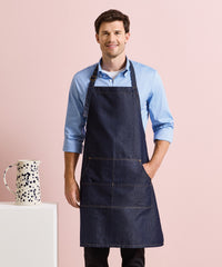 Premier Jeans Stitch Bib Apron - Black Denim