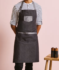 Premier Domain Contrast Denim Bib Apron - Black Denim