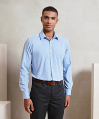 Premier Microcheck (Gingham) Long Sleeve Cotton Shirt - Black/White