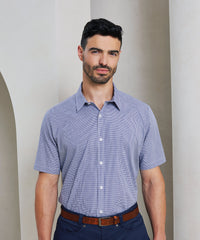 Premier Microcheck (Gingham) Short Sleeve Cotton Shirt - Black/White