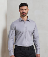 Premier Stretch Fit Cotton Poplin Long Sleeve Shirt - Black