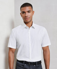 Premier Stretch Fit Cotton Poplin Short Sleeve Shirt - Black