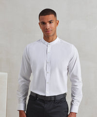 Premier Banded Collar Grandad Long Sleeve Shirt - Black