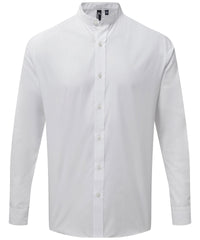 Premier Banded Collar Grandad Long Sleeve Shirt - White