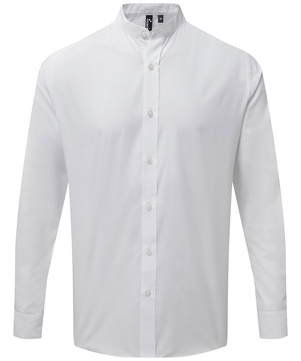 Premier Banded Collar Grandad Long Sleeve Shirt - White