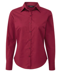 Premier Women's Poplin Long Sleeve Blouse - Burgundy*