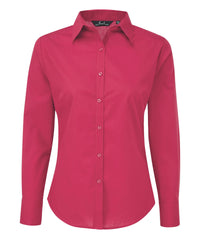 Premier Women's Poplin Long Sleeve Blouse - Hot Pink