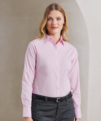 Premier Women's Poplin Long Sleeve Blouse - Aqua