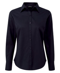 Premier Women's Poplin Long Sleeve Blouse - Navy*