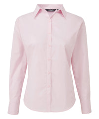 Premier Women's Poplin Long Sleeve Blouse - Pink