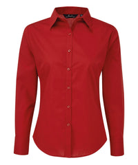 Premier Women's Poplin Long Sleeve Blouse - Red*