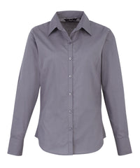 Premier Women's Poplin Long Sleeve Blouse - Steel*