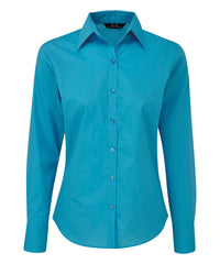 Premier Women's Poplin Long Sleeve Blouse - Turquoise*