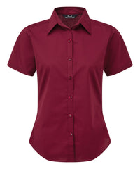 Premier Women's Short Sleeve Poplin Blouse - Burgundy*