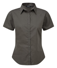 Premier Women's Short Sleeve Poplin Blouse - Dark Grey*