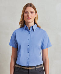 Premier Women's Short Sleeve Poplin Blouse - Aqua