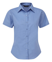 Premier Women's Short Sleeve Poplin Blouse - Mid Blue*
