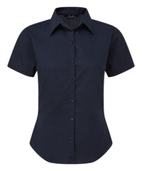 Premier Women's Short Sleeve Poplin Blouse - Navy*