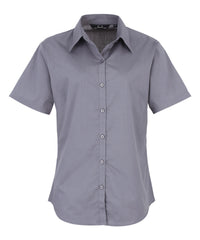Premier Women's Short Sleeve Poplin Blouse - Steel*