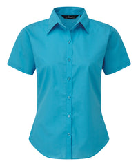 Premier Women's Short Sleeve Poplin Blouse - Turquoise*