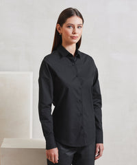 Premier Women’s Long Sleeve ‘Recyclight’ Poplin Shirt - Black