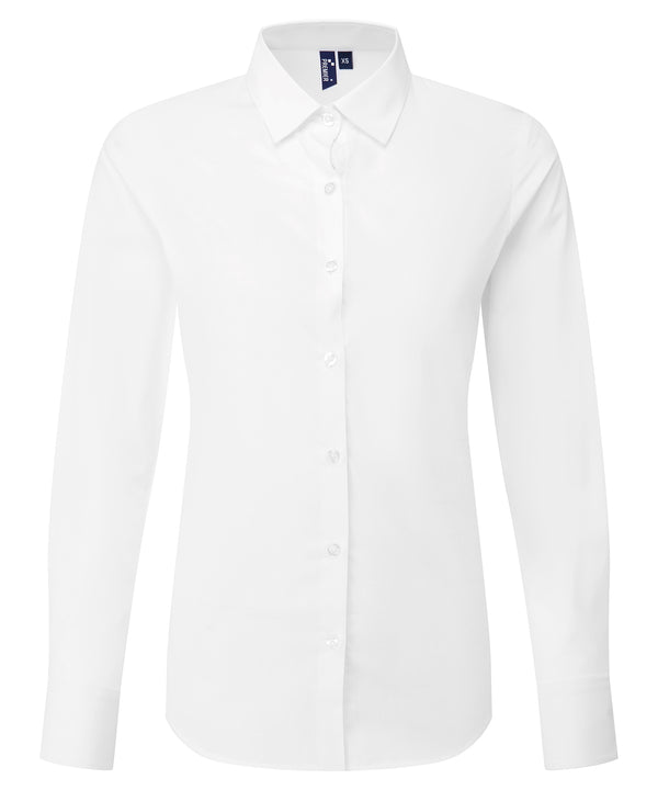 Premier Women’s Long Sleeve ‘Recyclight’ Poplin Shirt - White