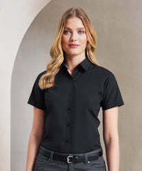 Premier Women's Supreme Poplin Short Sleeve Shirt - Black