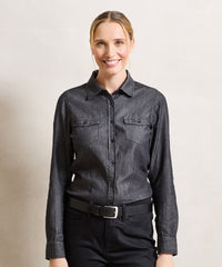 Premier Women's Jeans Stitch Denim Shirt - Black Denim