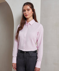 Premier Women's Cotton-rich Oxford Stripes Blouse - Oxford Blue